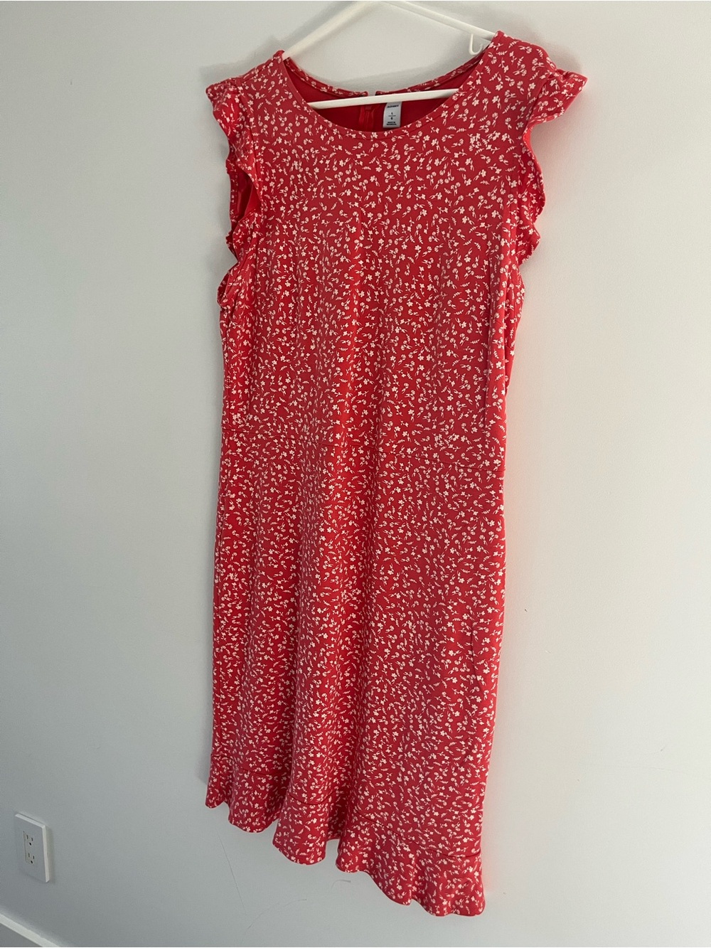 Old Navy Red Floral Ruffle Sleeve Casual Dress